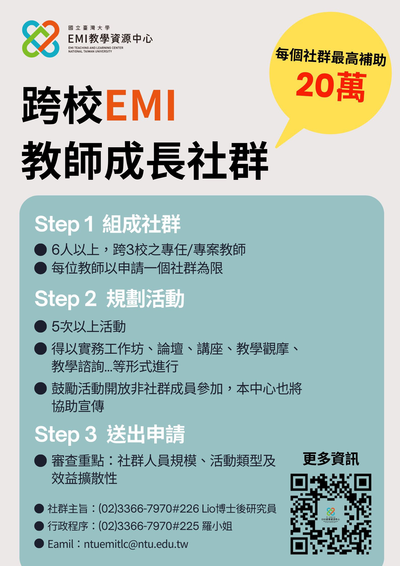 114年跨校教師成長社群開放申請囉!!